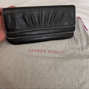 Lauren Merkin Black Shiny Leather Clutch
